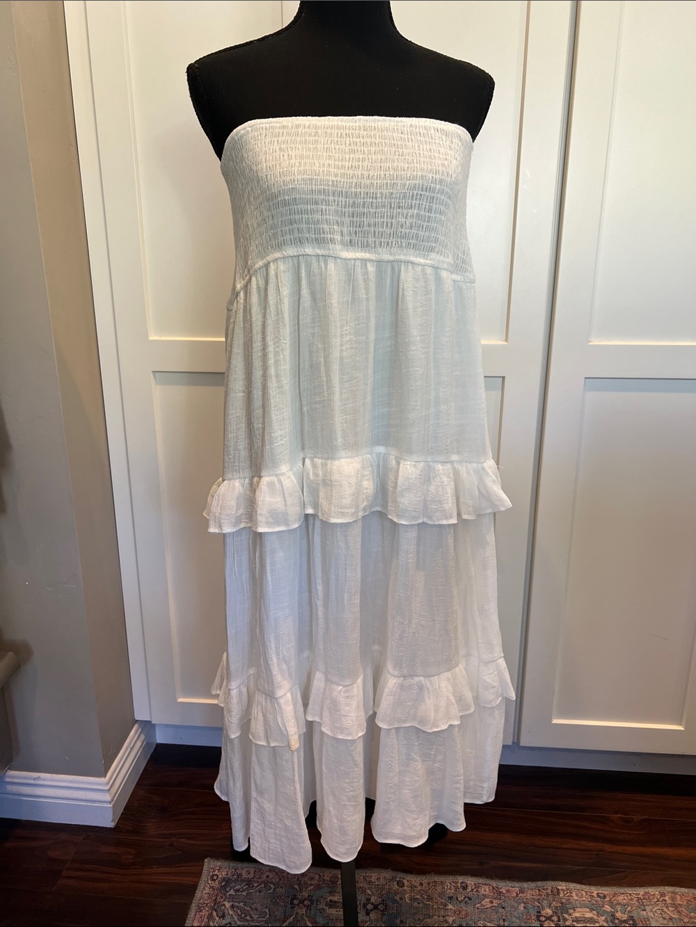 NWT Miss Avenue White Strapless Tiered Maxi Dress / Maxi Skirt - Large